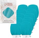Natural Elephant Exfoliating Hammam Glove - Face and Body Exfoliator Mitt 5 and 10 Packs (Teal Waves (Pack of 10))