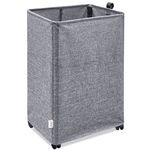 SweetMemo X-Large Laundry Basket Hamper on Wheels with Upgraded Thickened Material, Extra Tall, Bigger Casters - Grey