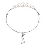 LeCalla Flaunt Sterling Silver Jewelry Pearl Sliding Bolo Bracelet for Women (5mm,6mm,8mm,10 mm)