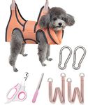 Kkiimatt Dog Pet Grooming Hammock, Dog Hanging Harness for Nail Clipping, Dog Nail Trimming Cutting Hammock, Dog Grooming Sling Holder for Dogs with Wide Strap Sewed (Max 12LB / X-Small Orange)