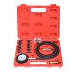 KUNTEC Oil Pressure Gauge Tester Professional Engine Compression Testing Kit w/ 10 Fittings 140 PSI