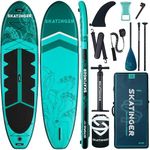 Skatinger 11'x34'' Extra Wide Inflatable Paddle Board, Up to 420lbs Stand-up Paddle Boards for Adults, Stable SUP for 2 People/Family, 3-PCS Paddle, Shoulder Strap, US Fin