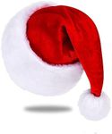 Eoocan Santa Hat, Santa Hat for Adults, Unisex Velvet Comfort Red Christmas Hat Hats Extra Thicken Classic Plush for Christmas New Year Festive Holiday Party Supplies