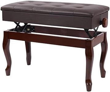 ALAPUR Adjustable Duet Piano Bench with Storage,Heavy Duty Wooden Double Keyboard Piano Bench Seat with PU Leather Cushion,Brown