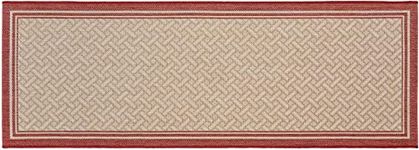 Gertmenian 22015 Outdoor Rug Freedom Collection Indoor Outdoors Bordered Solid Smart Care Patio Porch Deck Area Carpet 2x6 Runner, Border Red