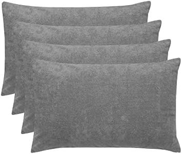 Waterproof Pillow Protector 100% Terry Cotton, Anti-Bacterial, Hypoallergenic, Dust Mite & Bed Bug Proof, Fluid Spill Resistant – Pillow Cover Standard Size 18x28 Inches, Set of 4 - Grey