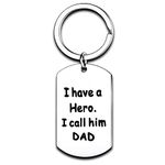 Dad Gifts from Son Daughter Dad Keychain Father Keyring Key Tags for Daddy Papa Men Jewelry for Father's Day Birthday (I Have A Hero I Call Him Dad)