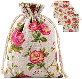 Pangda 30 Pack Rose Drawstring Bags Burlap Flower Pouch Bags Gift Bags Jewelry Pouches for DIY Craft Wedding Party 3.9 by 5.3 Inches