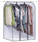 SLEEPING LAMB 50' Extra Large Clear Hanging Garment Bags for Closet Storage Bottom Enclosed Garment Rack Cover Sealed Wardrobe Clothes Protector for Coats, Suits, Dresses