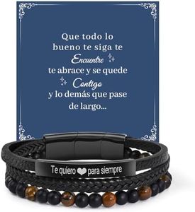CheersLife Pulsera De Cuero Para Hombre Para Hijo Hermano Esposo Novio, Nieto Abuelo Regalo De Cumpleaños Para Hombre Regalo Creativo De Navidad Para Hombre Pulsera De Deseo Para Hombres San Valentín