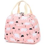 Polar Bear Insulated Lunch Bag for Women Grils, Reusable Tote Lunch Box for Work School Picnic Travel (Pink)