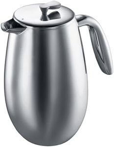Bodum Doppelwandiger French Press Columbia - 1L / 8 Tassen - Edelstahl Matt - Spülmaschinenfest Kaffeebereiter