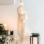 KHOYIME Moon Dream Catcher Macrame Wall Hanging Bohemian Home Decor Handmade Woven Decoration for Kids Room Home Wedding Ornament Craft Gift