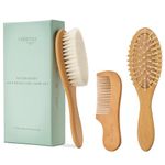 Natemia Premium Wooden Baby Hair Brush and Comb Set - Natural Soft Bristles - Ideal for Cradle Cap - Perfect Baby Registry Gift - Baby Hair Comb Wooden - Toddler Hair Brush - Baby Scalp Brush