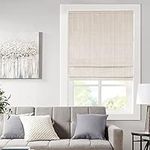 Madison Park Galen Cordless Roman Shades - Fabric Privacy Single Panel Darkening, Energy Efficient, Thermal Insulated Window Blind Treatment, for Bedroom, Living Room Decor, 33" x 64", Ivory