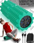 Nordic Lifting Vibrating Foam Roller w/ 5 Intensity Vibration, High Density EVA Foam for Deep Tissue Massage & Muscle Recovery - Ideal for Back Pain, Plantar Fasciitis Relief, Physical Therapy - Green