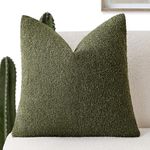 Foindtower Decorative Textured Boucle Throw Pillow Covers Accent Solid Pillow Cases Neutral Soft Cozy Couch Cushion Case for Chair Sofa Bedroom Living Room Home Decor 26x26 Inch,1PC,Moss Green