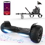 RCB Hoverboard and Kart Bundle for Kids with Hoverkart Set，SUV Hoverboard with APP Control, All Terrain 8.5 '' Hummer with Bluetooth for Self-Balanced Hoverboards, Gift for Kid and Adult