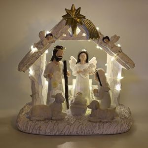 WANCHIY Nativity Set-Nativity Sets & Figures with Manger, Nativity Scene Indoor, Nativity with LED Lights, Christmas Nativity Set, Nativity Scene Set-Christmas Decorations Indoor