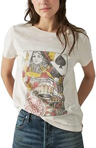 Lucky Brand Women's Short Sleeve Queen of Spades Graphic Tee, Soft Pink, X-Small