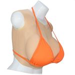 Silicone Breastplates Realistic Fake Breast Forms B-G Cup Round Collar Breast for Transgender Crossdressers Dragqueen with Cotton/Gel Filled,Light Beige,D`Cup Silicone