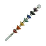 Arham Crystal 7 Chakra Healing Crystal Wand | Powerful Energy Balancing & Aura Cleansing Healing Stick, Spiritual, Reiki, Meditation, Yoga (Pyramid Wand)