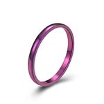 Bishilin Ladies Ring Mens Wedding Band 2MM Glossy Wedding Engagement Band, Purple Size P 1/2