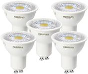 Meridian LED GU10 Light Bulb Warm White 3000K, 50W Halogen Spotlight Equivalent, 5W 345lm, Non-dimmable, AC 220-240V, 38° Beam Angle - 5pk