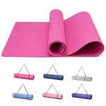 Good Nite Yoga Mat Exercise Fitness 6mm Mat Extra Thick Non-Slip Training Mats for Sports Pilates Gym Mats Floor Gym Resistance Mat with Carrying Strap 183 x 61 x 0.6 cm(Red Plum)