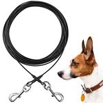 Tie Out Cable for Dogs, 20/50/30/ 100FT Dog Leads for Yard Chew Proof, Heavy Duty Dog Tie Out Cable for Large Dogs Up to 250lbs, Durable Dog Runner Tether Line for Outdoor(Black 60lbs 50ft)