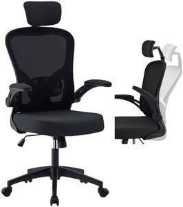 OWAY HOMELIVING Ergonomic Office Chair for Home with Lumber Support Adjustable High Back Desk Chair with Flip-Armrest and Mesh Back Computer Chairs Black