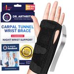Dr. Arthritis Day & Night Support Carpal Tunnel Wrist Brace, Adjustable Hand Splint with Cushion Padding for Wrist Pain Relief, Right & Left Carpal Tunnel Wrist Brace, Fits Both Hands (1 Pack)