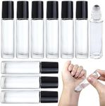 Paifeancodill Glass Roller Bottles, 10 Pcs 10 ml Clear Essential Oil Roller Bottles with Stainless Steel Roller Balls, Roll Bottles Refillable Roll-on Bottles with Lids Roller ball Bottle Container