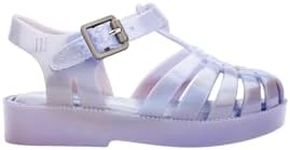 Mini Melissa Possession Jelly Sandal for Babies & Toddlers - The Iconic 90s Original Jelly Shoe, Fishermans Sandal with Adjustable Strap & Side Buckle, Pearly Blue, 10