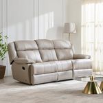 Home Centre 3 Seater Torino Half Leather Recliner| Half Leather Recliner| (Grey) |2 Year Warranty