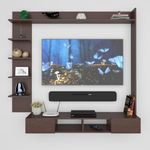 ESTANTERIA Engineering Wood Wall Mount TV Entertainment Unit Upto 50" Set Top Box Stand/TV Cabinet with Shelves for Books & Dcor Display Unit Bed Living Room(Walnut)