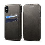 Cover for iPhone Xs iPhone X iPhone 10 2018 Leather,Black 5 Card Slot (ID Card,Credit Card) Viewing Stand Full Protection Anti-Scratch Concise Flip Shell Kickstand Gift Girls Boys Case