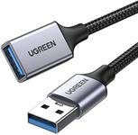 UGREEN USB 3.0 Extension Cable 0.5M Type A Male to Female Extension Cord Nylon Braided 5Gbps Data Transfer Cables Compatible with USB Keyboard, Mouse, Hub, Flash Drive, Hard Drive, Printer, VR, Webcam