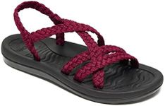 MEGNYA Comfortable Sport Sandals for Womens, Soft Arch Support Slide Sandals with Adjustable Straps, Plantar Fasciitis Walking Shoes for Beach Travel Hiking Bordeaux Size 8.5