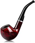 Joyoldelf Tobacco Pipe, Classic Smoking Pipe with Foldable Tobacco Pipe Stand, Bent Tobacco Pipes for Smoking with Gift Box and Smoking Accessories