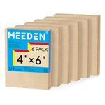 MEEDEN Unfinished Wood Canvas Board: 3/4” Deep 4x6” Wooden Canvas Panel Pack of 6 - Blank Cradled Wood Art Board for Painting