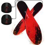 Smart Heated Insoles for Men Women, APP-Controlled Electric Heated Insoles Rechargeable Heating Warmer Thermal Shoes Insoles for Winter (Black&Red, (3-13 UK))