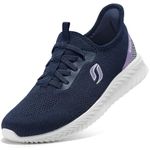 STQ Slip on Trainers Womens Hands Free Orthopedic Shoes for Women Arch Support Plantar Fasciitis Shoes Navy Purple UK 5