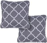 Hanover Lattice Indoor/Outdoor Throw, Decorative, Set of 2, 2 Pillows, Grey/White 2 Count