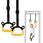 EXQ Home Kids Gymnastic Rings Pull up Rings for Chlidren Exercise,Indoor Gym Ring,Kids Gymnastics Rings with Adjustable Straps,Load Bearing 220lb,Yellow Hands Tape without Bar