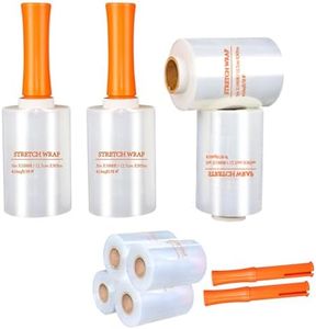 THESEATOP 5" x 1000 Ft, 60 Gauge, 4 Pack Stretch Wrap/Film with 2 Handle, Thick Plastic Wrap Roll with Handle, Heavy Duty Shrink Film, Furniture Wrap Stretch for Moving, Packing, Wrapping and Shipping
