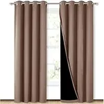 NICETOWN Thermal 100% Blackout Curtains - Noise Reduction Black Lined Blackout Grommet Curtain Drapes for Patio Door (W52 x L84, Cappuccino, 2 Pieces)