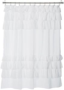 Madison Park Grace White Shower Curtain,Solid Cottage Top Shower Curtains for Bathroom, 72 X 72, White