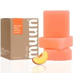 Muun Peach Yoni Soap Bar - Pack 3 pH Balancing Cleanser - Probiotics & Natural Ingredients - Gentle Cleansing Formula Eliminates Odor Vaginal Health - Feminine Wash - Moisturizing Intimate