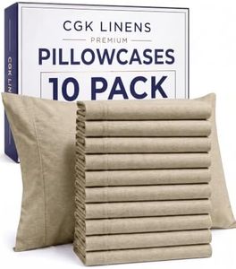 King Pillow Cases Set of 10 - Ultra Soft Hotel Quality Pillowcase Covers - Cozy & Wrinkle Free - Shrink, Stain and Fade Resistant - Machine Washable Pillow Protectors - 10 Piece Set - Heathered Beige